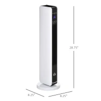 HOMCOM Ceramic Tower Heater, Oscillating Space Heater with Remote Control, Timer, Tip-Over & Overheat Protect, 750W/1500W(m-3)