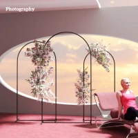 Outsunny Metal Arch Backdrop Stand Set of 3, 7/6.5/6 ft Wedding Arch Frame, Balloon Backdrop Arch Stand Set for Birthday Party, Bridal Shower, Graduation, Ceremony, Banquet Decorations, Black(m-9)