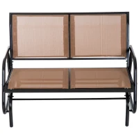 Outsunny 2 Person Steel and Mesh Fabric Sling Weather Resistant Outdoor Patio Glider Double Swing Chair - Brown(m-11)