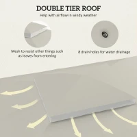 Outsunny 10' x 12' Double-Tier Gazebo Cover, Patio Gazebo Canopy Replacement with Drainage Holes, Light Grey(m-5)