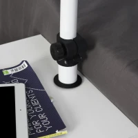 HOMCOM Modern End/Side Table for Living Room with a 360° Adjustable Height Tabletop & Storage Drawers, White(m-7)