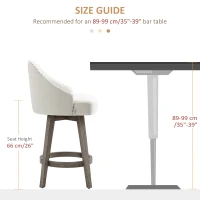 HOMCOM Bar Stools Set of 2 Fabric Kitchen Counter Stools, White(m-7)