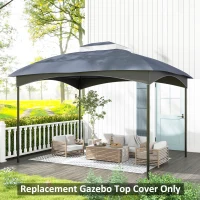 Outsunny 10' x 12' 2-Tier Gazebo Cover, Patio Gazebo Canopy Replacement with Drainage Holes for 84C-210 Series, Dark Blue(m-10)