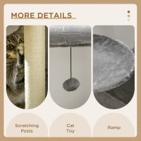 PawHut Cat Tree for Large Cats Adult, 58" Tall Cat Tree with Scratching Posts, Large Cat Tower for Indoor Cats with Bed, House, Toys, Grey(m-6)