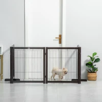 PawHut Wooden Dog Gate for Small & Medium Dogs 4 Panel w/ Support Feet Foldable Pet Fence for House Doorway Coffee(m-1)