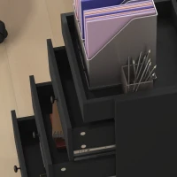 HOMCOM 3 Drawer File Cabinet on Wheels Mobile Home Office Storage Cabinet with Top Tray Under Desk Printer Stand, Black(m-9)