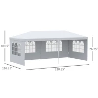 Outsunny Large 20' x 10' Gazebo Canopy Party Tent with 4 Removable Window Side Walls, Outdoor Events - White(m-3)