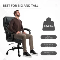 Vinsetto 484LBS Big and Tall Ergonomic Executive Office Chair with Wide Seat, High Back Adjustable Computer Task Chair Swivel PU Leather, Black(m-8)