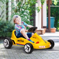 Qaba 6V Electric Go Kart for Aged 3-5 Kids with Music, Light, Horn, Yellow(m-8)