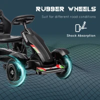Aosom Kids Pedal Go Kart, Outdoor Ride on Toys with Adjustable Seat, Sharp Handling, Handbrake, 4 Non-Slip Rubber Wheels for Boys & Girls Aged 5-12 Years Old, Black(m-6)