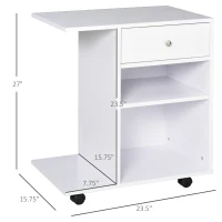 Vinsetto Mobile Printer Stand, Rolling File Cabinet Cart with Wheels, Adjustable Shelf, Drawer and CPU Stand, White(m-3)