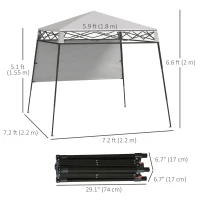 Outsunny 7' x 7' Pop Up Canopy Gazebo Tent with Backpack & Adjustable Legs, White(m-3)