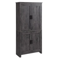 HOMCOM 64" 4-Door Kitchen Pantry, Freestanding Storage Cabinet with 3 Adjustable Shelves for Kitchen, Gray(m-1)