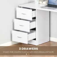 HOMCOM Computer Desk, 47" Writing Table with 3-Tier Shelves and 3 Reversible Drawers for Home Office, Bedroom, White(m-5)