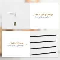 HOMCOM Modern Hall Tree, Entryway Coat Rack with Shoe Bench, 5 Hooks, Storage Shelf and Slatted Door Cabinet for Hallway, White(m-7)