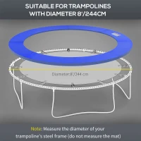 HOMCOM ⌀8ft Trampoline Pad ⌀96" Spring Safety Replacement Gym Bounce Jump Cover EPE Foam Blue(m-5)