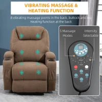 HOMCOM Electric Power Reclining Massage Sofa w/ 8-Point Vibration Waist Heating Side Storage USB Port, Brown(m-4)