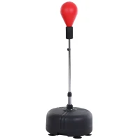 Soozier Free Standing Punching Bag with Stand and Boxing Gloves, Height Adjustable Boxing Bag Set, For Training, Exercise, Fitness & Stress Relief - Red(m-7)