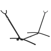 Outsunny 9.5ft Hammock Stand Only, Portable Hammock with Wheels, Adjustable Hammock Net Stand, for String-style, Brazilian-style, Flat-style, Rope-style Hammocks, Black(m-11)