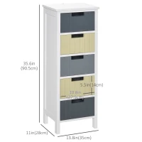 HOMCOM 5-Drawer Dresser, Chest of Drawers, Tower Storage Cabinet for Living Room, Bathroom, Entryway(m-3)