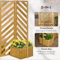 Outsunny Backyard Privacy Screen - Folding 65" with Planters for Patio, Deck, and Backyard, Brown(m-4)