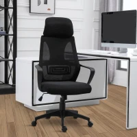 Vinsetto Mesh Office Chair with Up&Down Headrest, Ergonomic Computer Desk Chair with Adjustable Tilt Angle, Height Adjustable Swivel Seat with Lumbar Support for Home Office, Black(m-8)