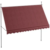 Outsunny 11.5' x 4' Manual Retractable Awning, Non-Screw Freestanding Patio Awning, UV Resistant, for Window or Door, Wine Red(m-11)