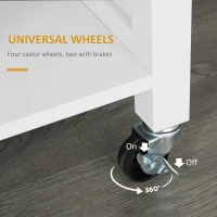 HOMCOM Wooden Rolling Kitchen Island on 360° Swivel Wheels Dining Cart with Drawer, Towel Rack for Kitchen, White(m-6)