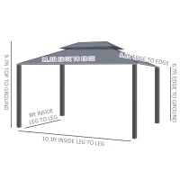 Outsunny 10' x 12' Hardtop Gazebo Canopy with Polycarbonate Roof, Aluminum Frame, Permanent Pavilion Outdoor Gazebo with Netting, for Patio, Garden, Backyard, Deck, Lawn, Black(m-3)