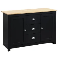 HOMCOM Kitchen Sideboard with Adjustable Shelves, Buffet Cabinet, Coffee Bar Cabinet with 3 Storage Drawers, Black(m-1)