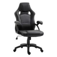 Vinsetto PU Leather Gaming Chair High Back Office Chair with Adjustable Height, Computer Gamer Chair, Grey(m-2)
