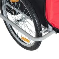 Aosom Elite Three-Wheel Bike Trailer for Kids Bicycle Cart for Two Children with 2 Security Harnesses & Storage, Red(m-8)