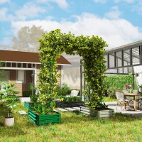 Outsunny Arched Garden Trellis, 8 FT Tall Metal Plant Trellis Support with Trellis Netting for Climbing Plants(m-1)