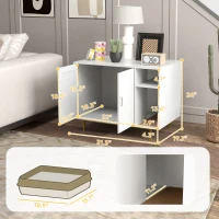 PawHut Cat Litter Box Enclosure End Side Table with Scratching Pad, Storage, for Living Room, Bedroom, 31.5" x 20" x 24"(m-3)