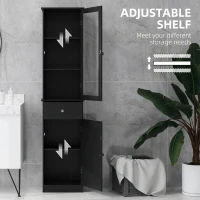 kleankin Tall Bathroom Cabinet, Bathroom Storage Cabinet with Drawers, 2 Doors and Adjustable Shelves, Black(m-6)
