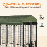 PawHut Outdoor Dog Kennel, Lockable Pet Playpen Crate, Welded Wire Steel Fence, Rotating Bowl Holders, Green(m-4)