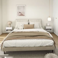 HOMCOM Floating Nightstand Set of 2, Wall Mounted Bedside Table with Drawer for Bedroom, White(m-1)