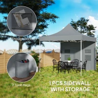 Outsunny 10' x 10' Heavy Duty Pop Up Canopy Tent with Sidewall, UPF50+ Instant Sun Shelter with Storage Pockets, Gray(m-6)