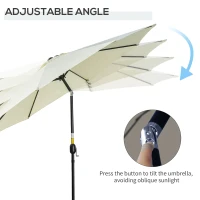 Outsunny 10' x 8' Round Market Umbrella, Patio Umbrella, Outdoor Parasol with Crank Handle, Tilt for Garden, Bench, Lawn, Beige(m-4)