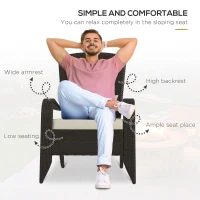 Outsunny Patio Wicker Adirondack Chair, Outdoor Rattan Muskoka Chair with Cushions for Patio, Garden, Backyard Khaki(m-4)
