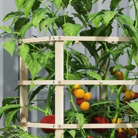 Outsunny Wooden Raised Garden Bed with Trellis, Galvanized Planter Box Elevated Garden Bed for Garden, Patio, Natural Wood(m-9)