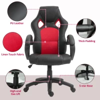 HOMCOM Racing Gaming Chair Office Chair Computer Desk Gamer Chair with Swivel Wheels, Padded Headrest, Tilt Function, Red(m-7)