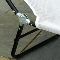Outsunny Folding Chaise Lounge Chair, Pool Sun Tanning Chair, Outdoor Lounge Chair with Reclining Back, Breathable Mesh Seat, Headrest for Beach, Yard, Patio, Cream White(m-9)