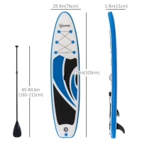Outsunny 10'5" x 30" x 6" Inflatable Stand Up Paddle Board, Non-Slip & Ultra-Light Deck with SUP Accessories, Adj Paddle, Backpack Bag, for Youth Adults Beginner(m-3)
