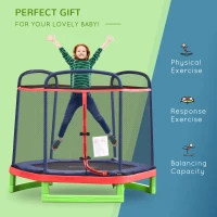 Outsunny 84.75" Kids Trampoline 7 FT Indoor Outdoor Trampolines with Safety Net Enclosure Built-in Zipper Padded Covering, for Boys and Girls, Red(m-4)