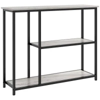 HOMCOM 39" Console Table, Entryway Table with 2 Storage Shelves, Steel Frame, Narrow Sofa Table for Living Room, Gray(m-1)
