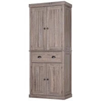 HOMCOM 72.5" Kitchen Pantry Cabinet, Freestanding Storage Cabinet with 4 Doors, Drawer and 3 Adjustable Shelves, Brown(m-1)