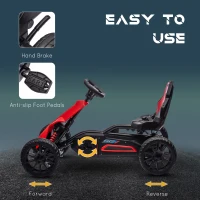 Aosom Kids Pedal Go Kart W/ Adjustable Seat, Swing Axle, Red(m-5)