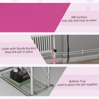 PawHut Foldable Grooming Table for Dogs with Height Adjustable Grooming Arm, Storage Shelf, Pink(m-7)