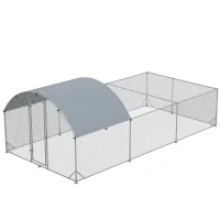 PawHut Large Chicken Coop Metal Chicken Run for Chickens with Waterproof and Anti-UV Cover, Dome Shaped Walk in Fence Cage Hen House for Outdoor and Yard Farm Use, 1" Dia, 9.2' x 18.7' x 6.4'(m-11)